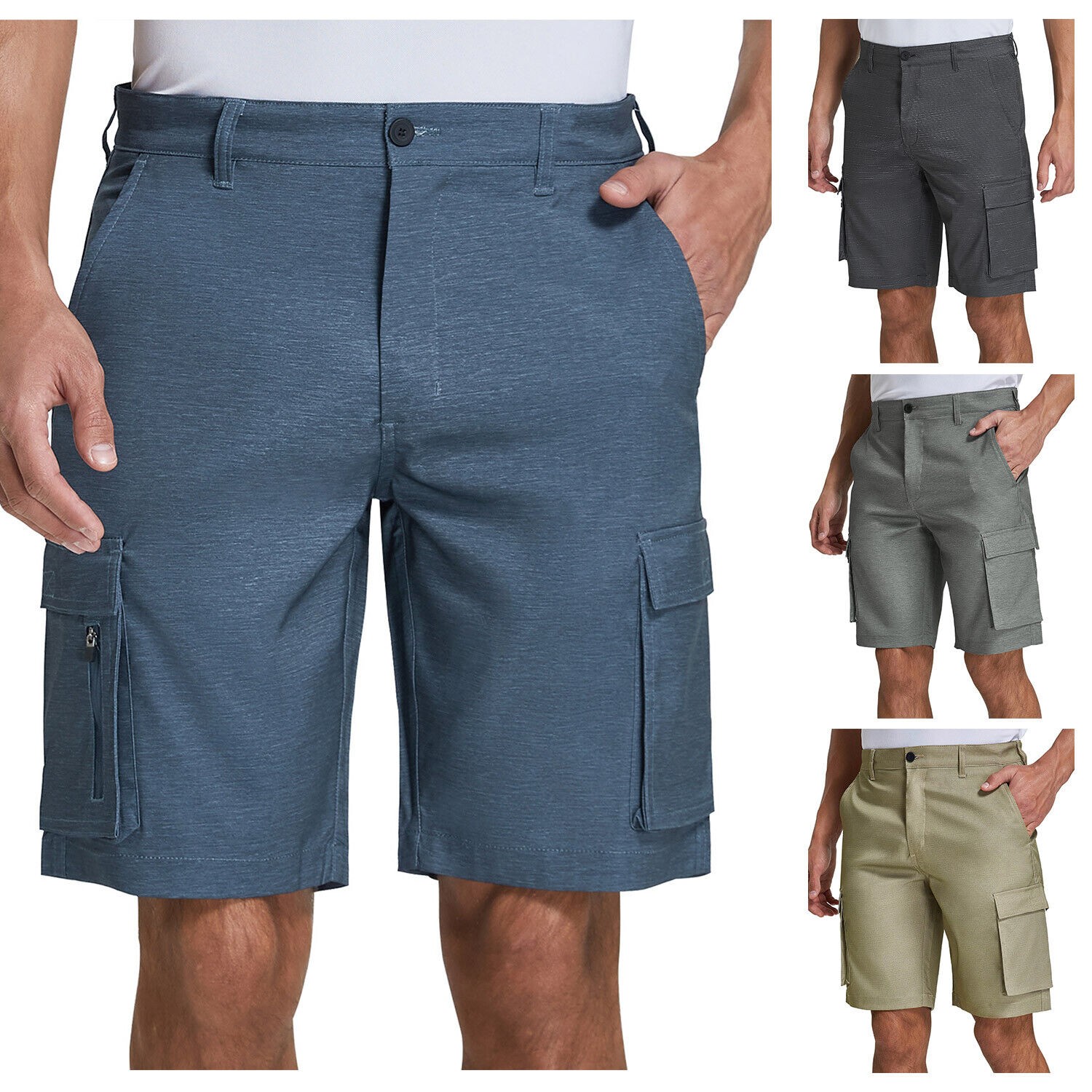 Men's Cargo Shorts Stretch Lightweight Quick Dry Multi Pockets Hiking Half Pants