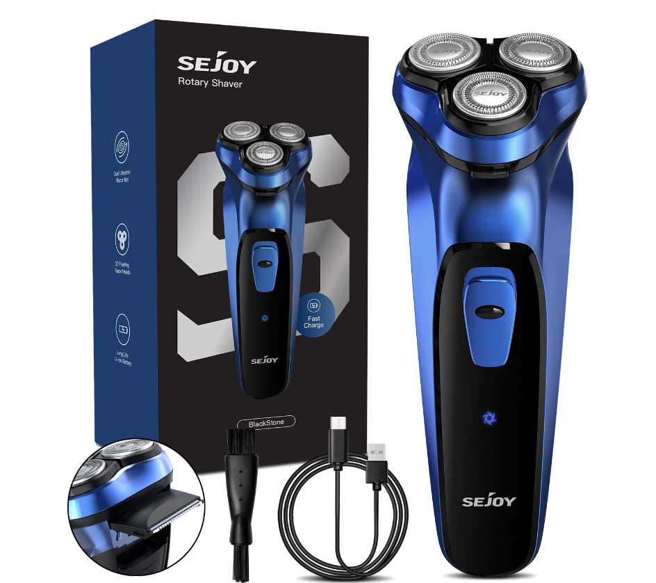SEJOY Men Rechargeable Electric Shaver Pop-up Trimmer Rotary Razor Beard Shaving