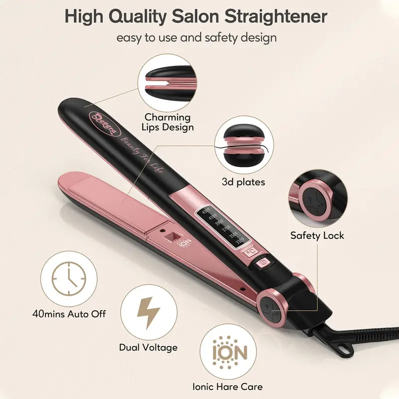 Hair Straightener, Hair Straightener Flat Iron, Dual-use Hair Curler Hair Straightener Mother's Day Gift