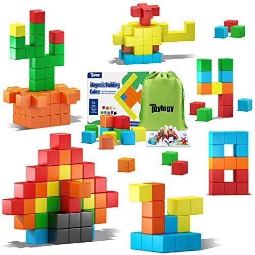 48PCS Magnetic Blocks for Toddlers Toys Large Magnetic Cube Toys for Sensory